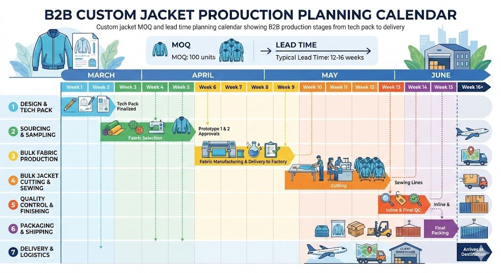 custom jacket MOQ and lead time