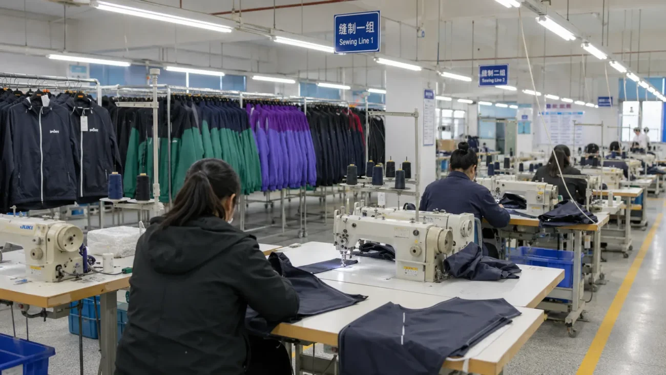 Race Apparel CUS custom outerwear factory production line