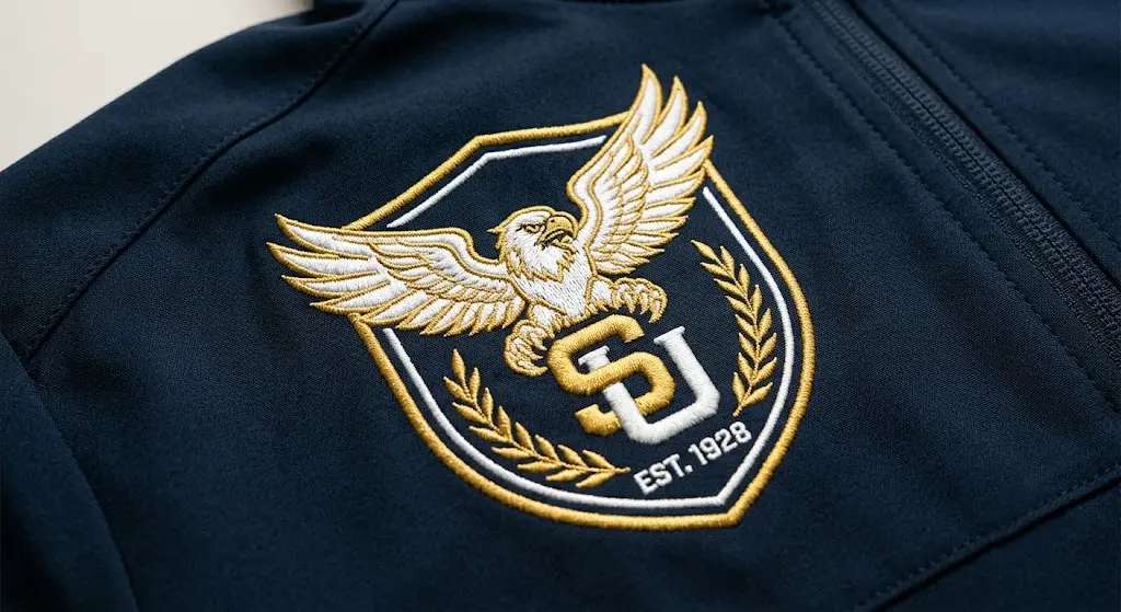 Custom track jacket with embroidered team logo on chest