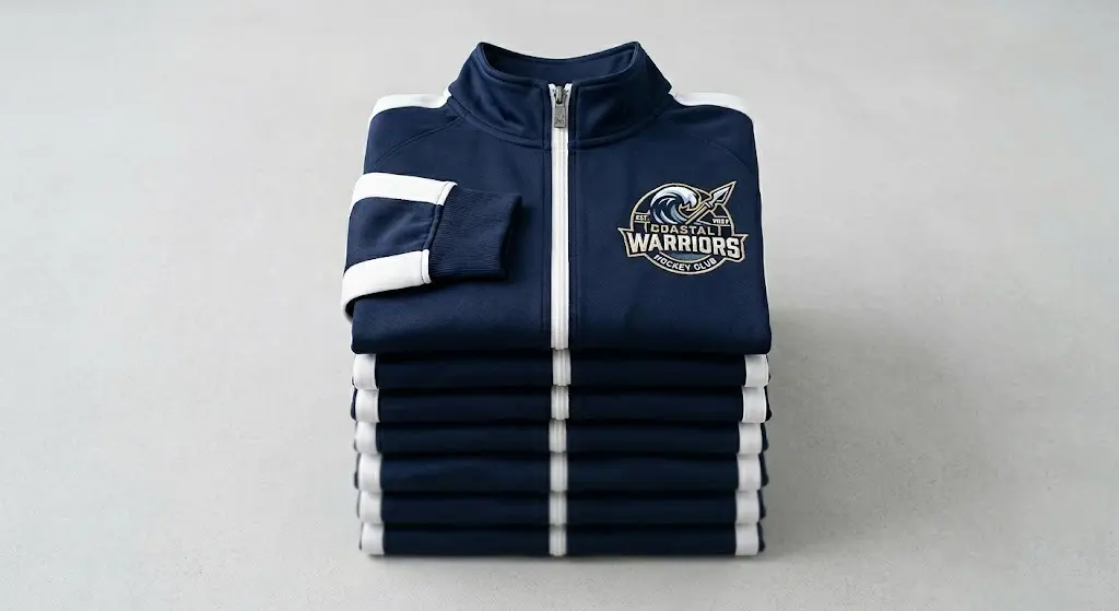 Custom track jackets manufactured in bulk for sports teams