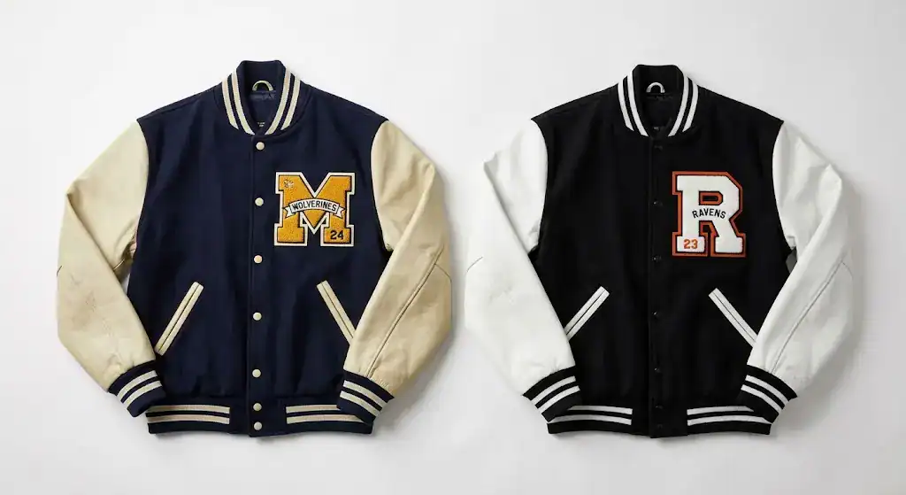 Letterman jacket vs varsity jacket side by side comparison