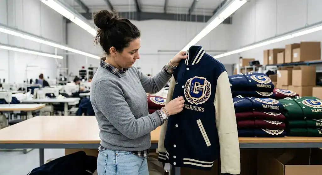 RaceApparelCUS custom varsity jacket with chenille patch OEM production