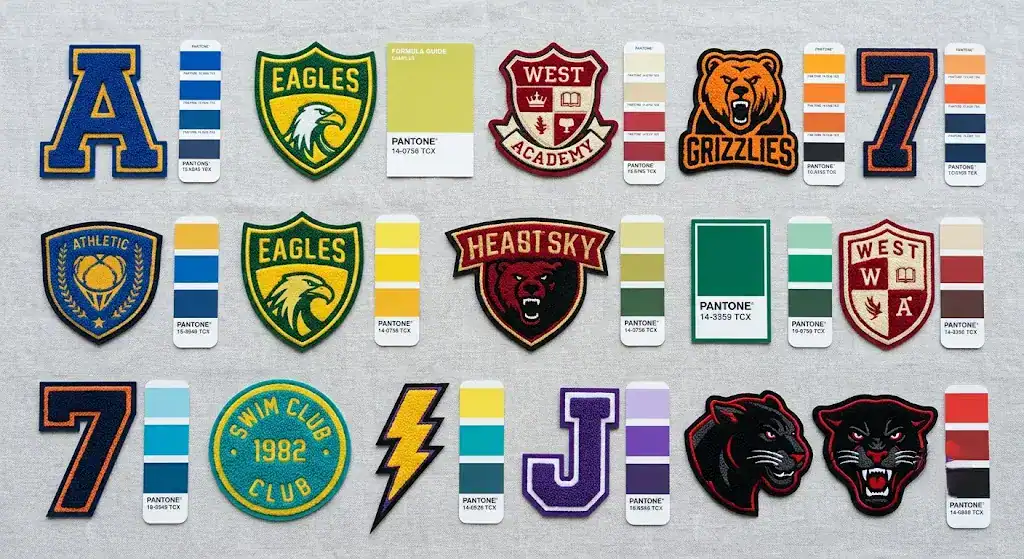 Varsity jacket chenille patch customization colors and shapes