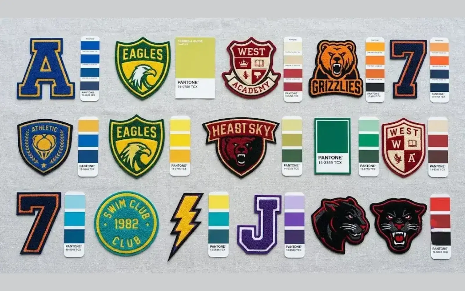 Varsity jacket details showing chenille, embroidery, shell fabric, and rib knit